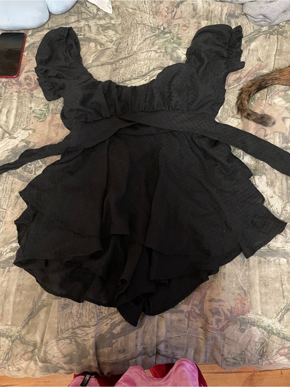 Altar'd State Black Ruffled Short Dress